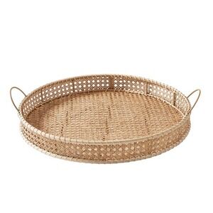 17" Rattan Decorative Tray - My Texas House - Boho‎ Coastal Farmhouse Round Tray